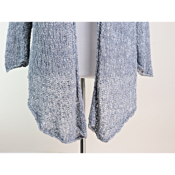 Eileen Fisher Size L Cotton Knobby Knit Draped Cardigan Gray - Picture 8 of 10